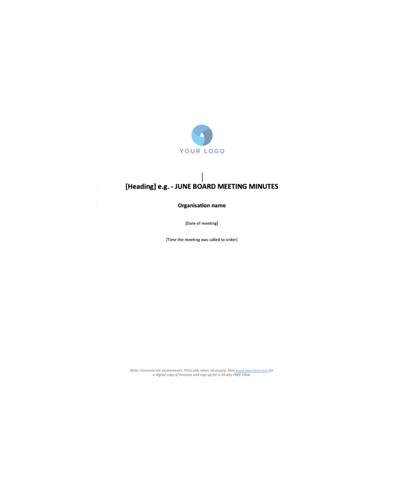 BoardPro Board Meeting Minutes Template