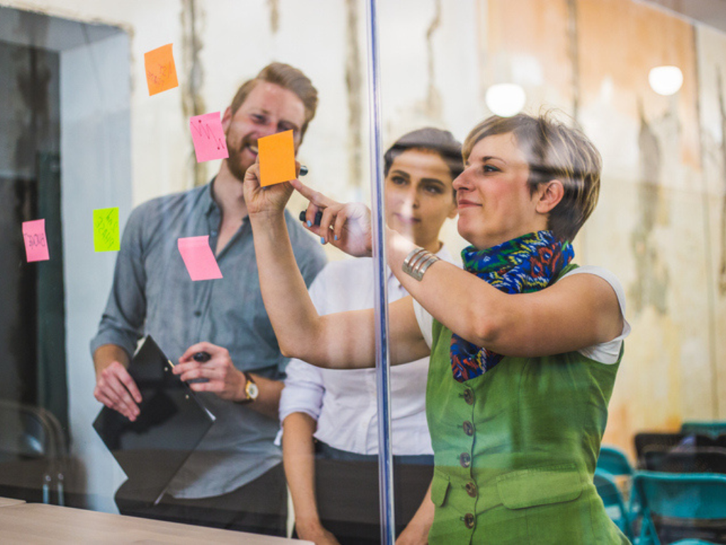 board members planning with post-its