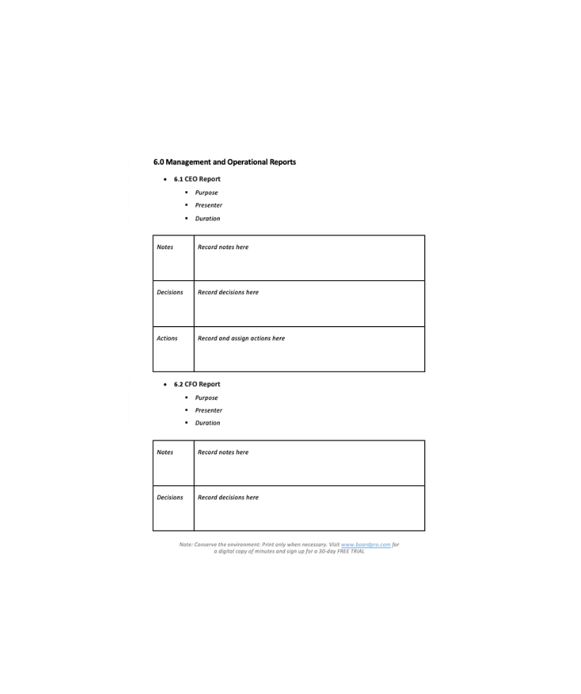 BoardPro Board Meeting Minutes Template