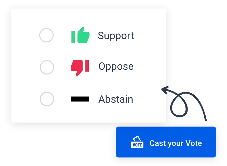 Cast your vote to support, oppose, or abstain from a motion in a board meeting