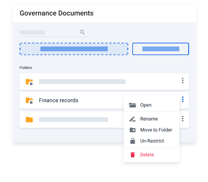 A document repository to store your governance related documents in folders