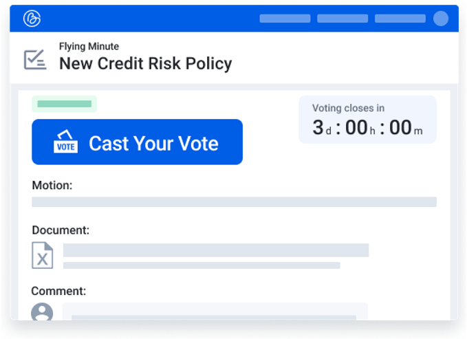 A flying minute for a new credit risk policy where you can cast a vote