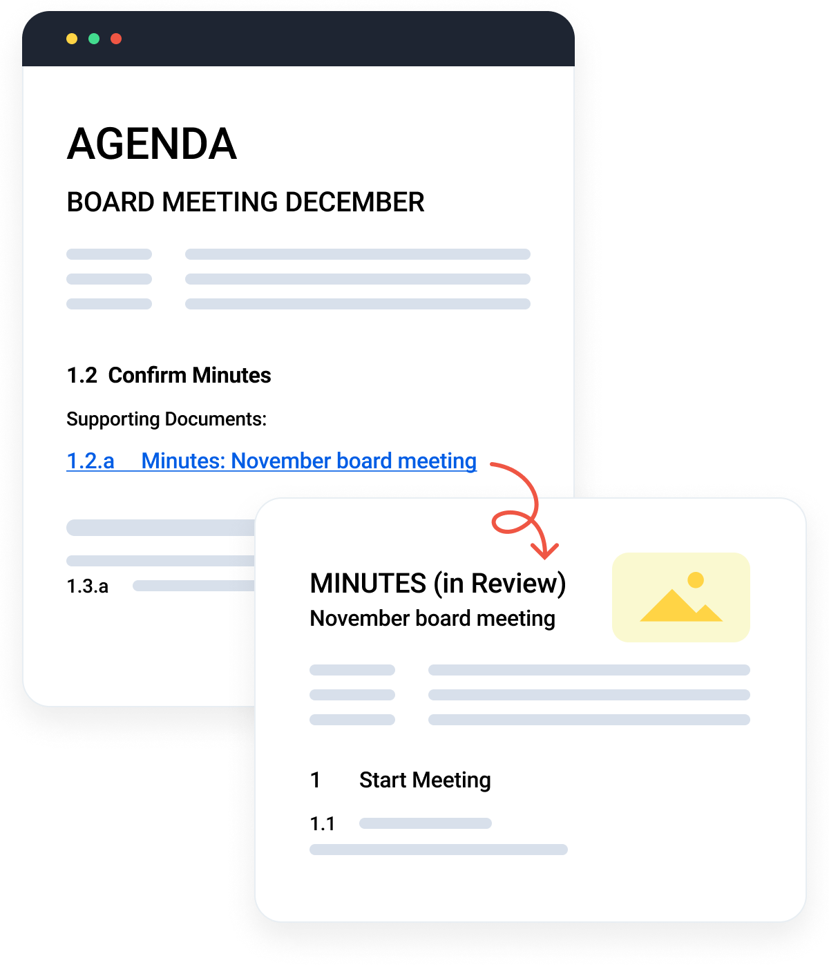 Hyperlinked agenda and meeting papers in the board pack