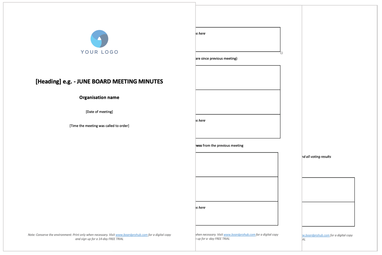 board meeting minutes template download