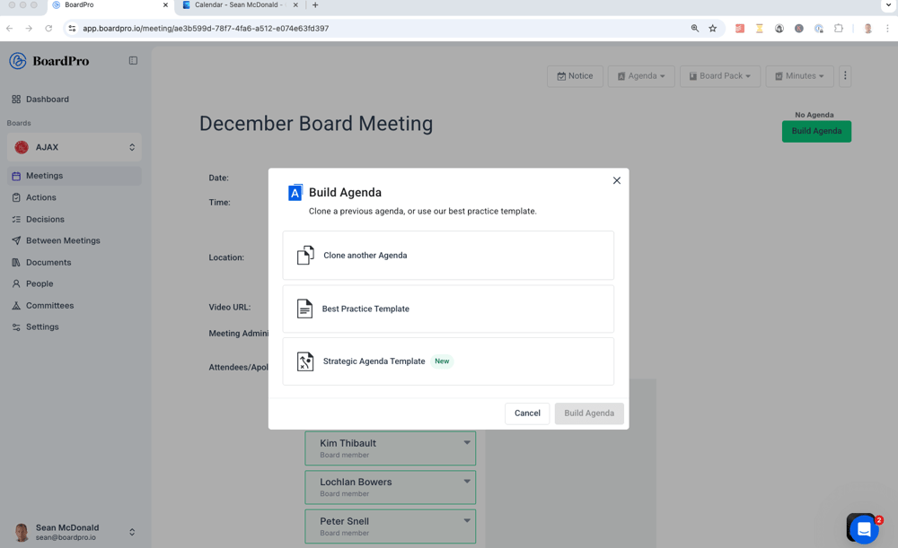 BoardPro strategic agenda