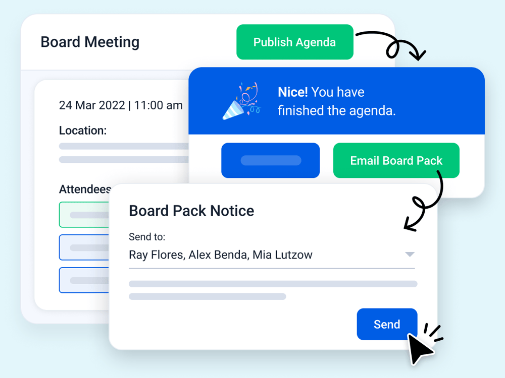 Build board packs in a click-light