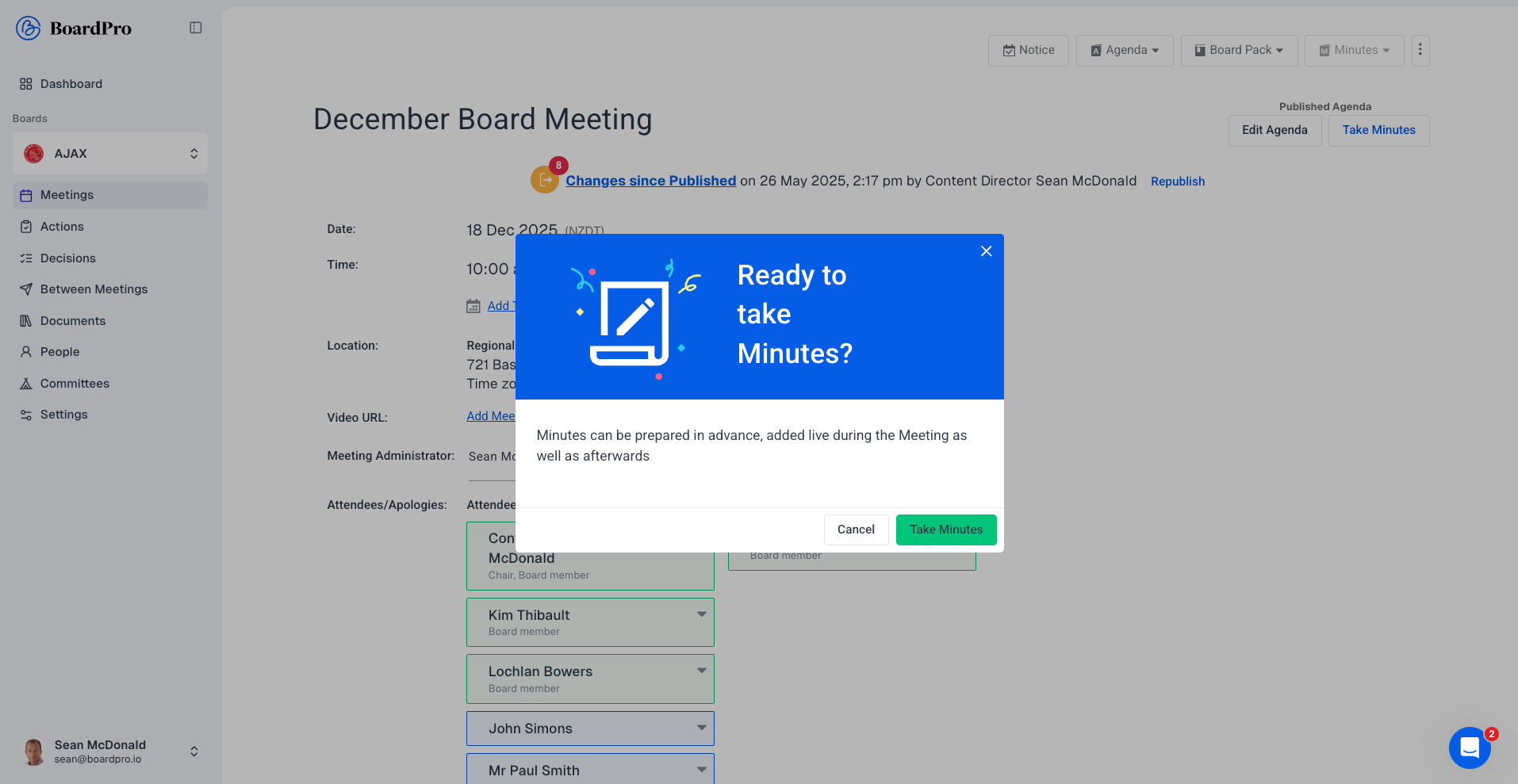 Minutes BoardPro