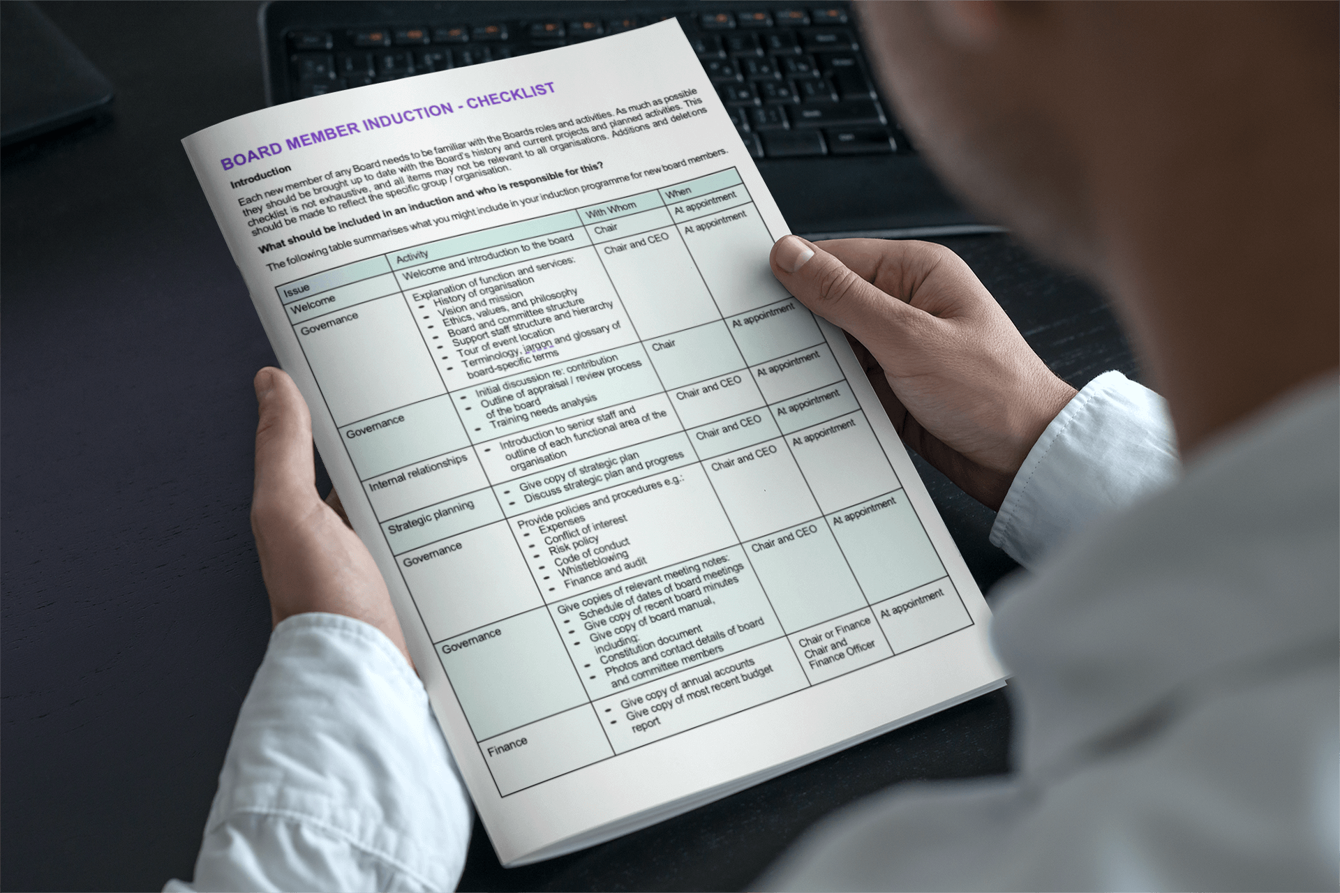 board induction checklist