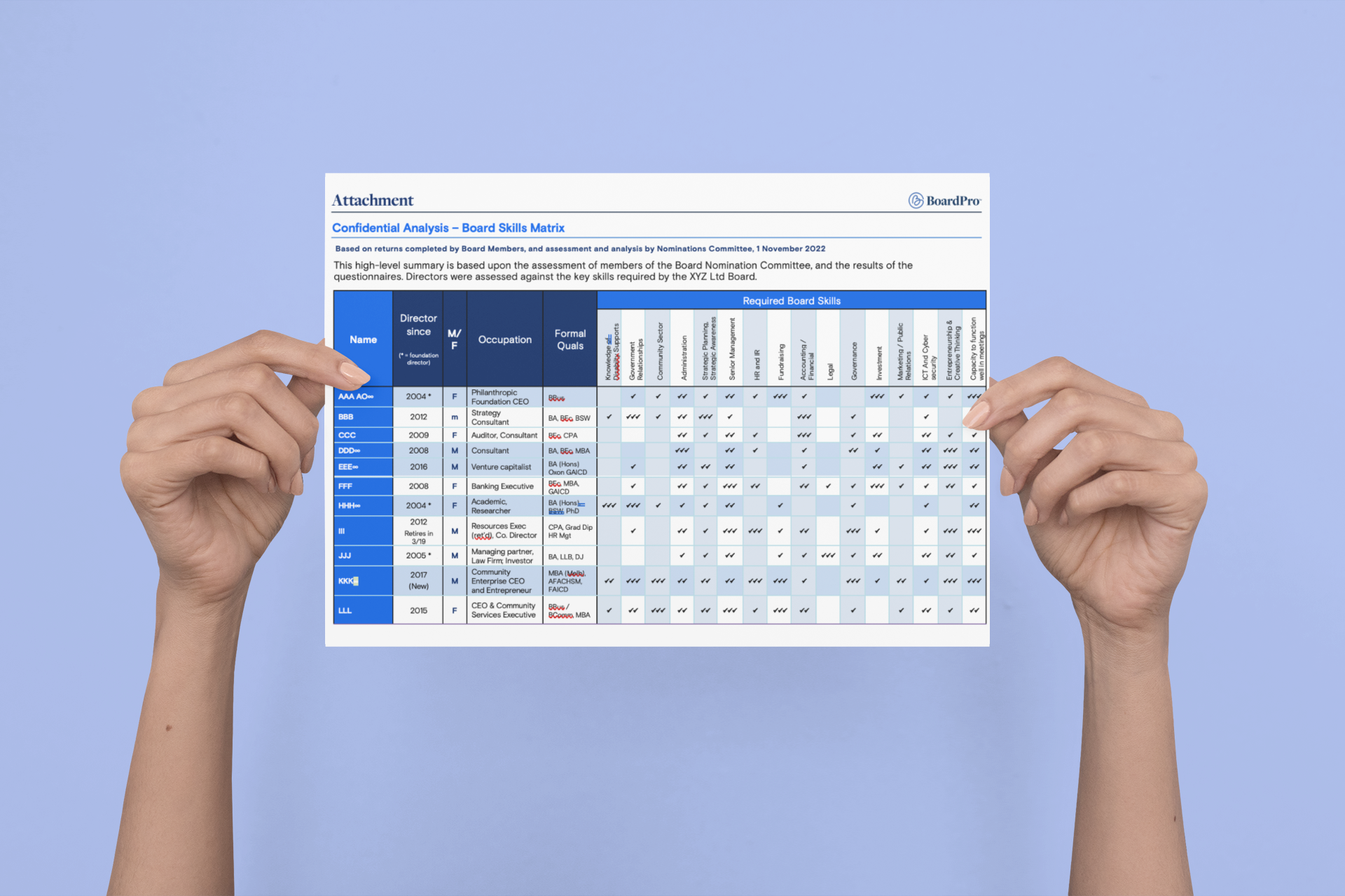 board skills matrix