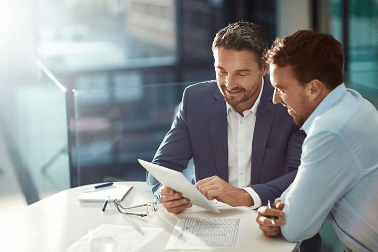 Two men preparing for their board meeting