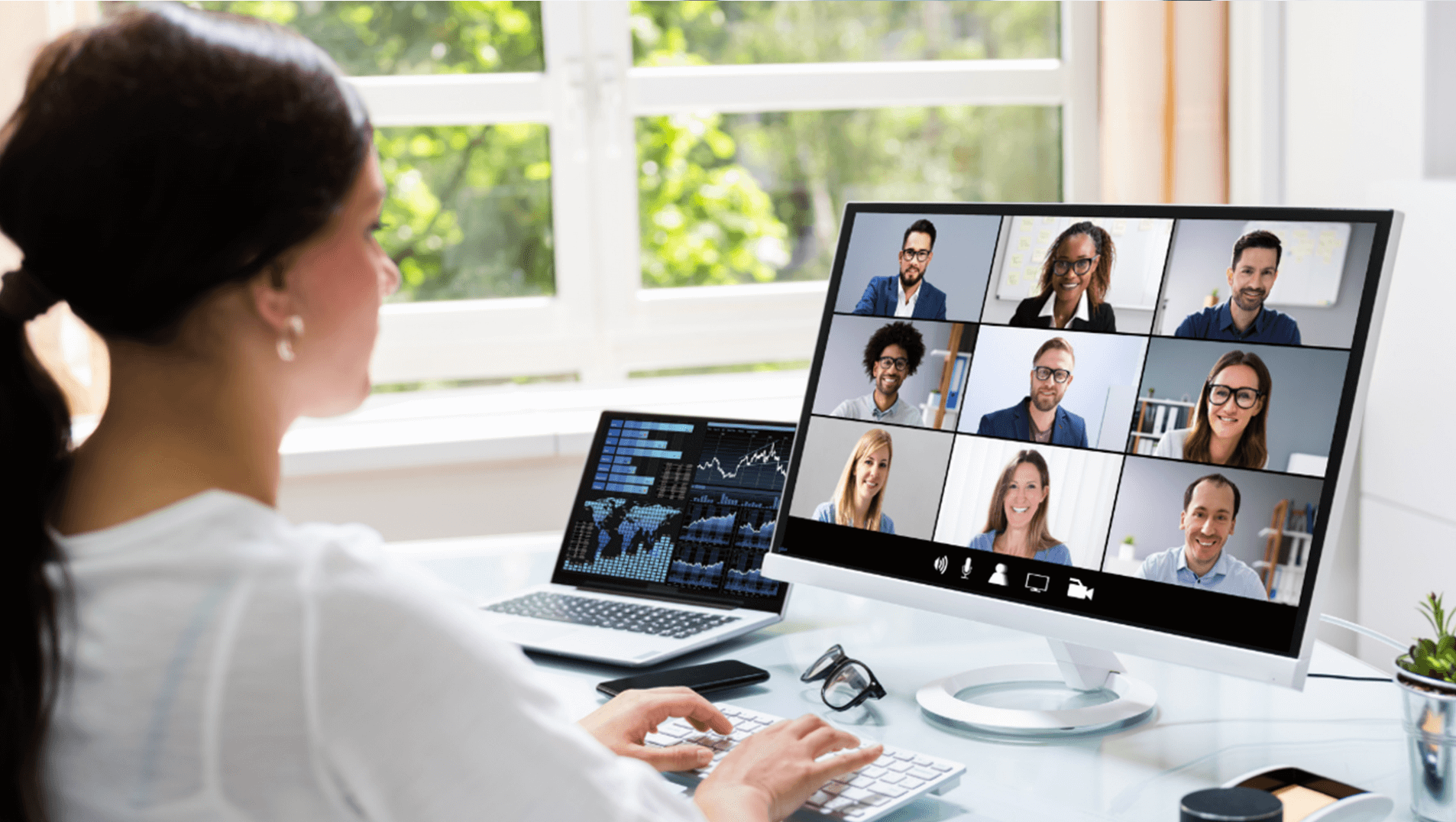 lady attending a zoom meeting